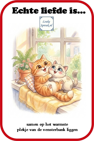 Echte liefde is samen op het warmste plekje van de vensterbank liggen - schattige katten afbeelding