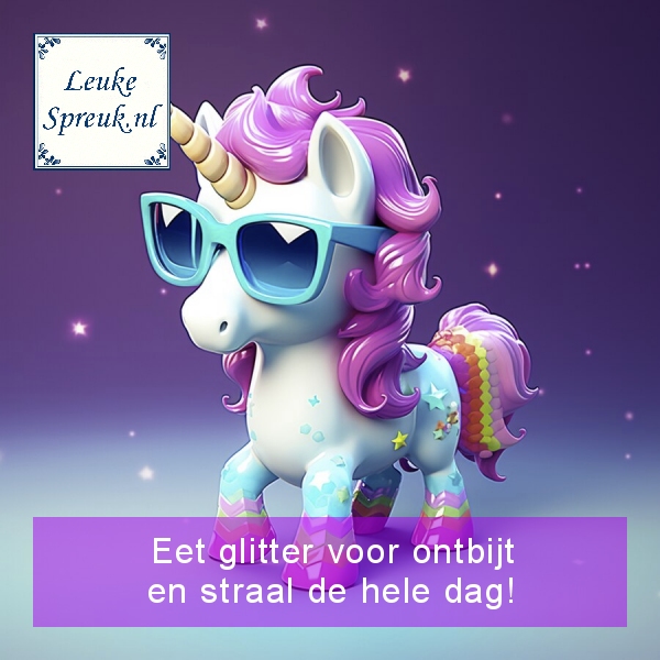 Quotes Unicorn Tekst Eenhoorn Eet Glitter Voor Ontbijt Straal de Hele Dag